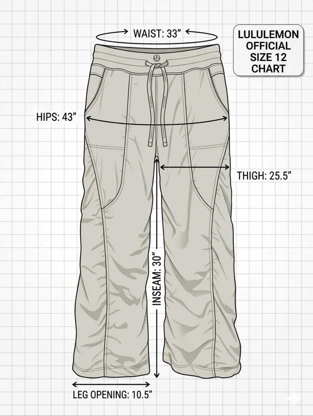 Lululemon Dance Studio Pants White Opal Grey Size 12 Reg 30